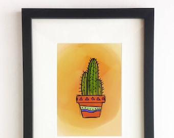 Cactus 2 Illustration - (Desert Plants, Wall Art, Frame me, Cacti, Native, Home Decor, Illustration)