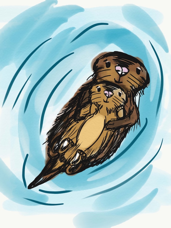 Swimming Otter Drawing