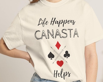 Rolig Canasta-tröja med grafisk design, kortspelspresent, komfortfärgad t-shirt unisex, Canasta-t-shirt, tröja för Canasta-spelare, Canasta-mästare