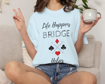 Leuk grafisch shirt bridge, cadeau-idee kaartspel, comfortkleuren uniseks bridge-T-shirt, shirt voor bridgespeler, bridgecadeaus, bridgekampioen