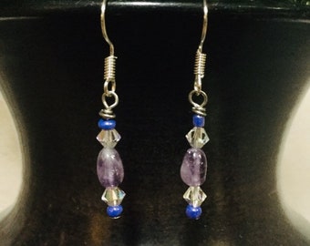 Amethyst & Swarovski Crystal Dangle Earrings