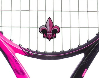 Tennis gifts for women - Pink and Purple Fleur-de-lis Tennis Vibration Dampener 2-Pack by Racket Expressions. Great ladies tennis team gift!