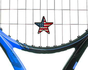 American Flag Star Tennis Dampener 2-Pack. Perfect for Memorial Day and 4th of July Tennis Events! Great tennis team gifts!