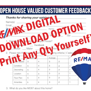 REMAX - Real Estate Printable - Open House Feedback Form - Real Estate ...