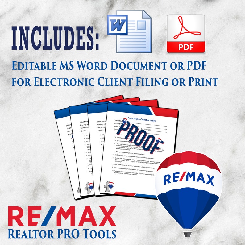 REMAX Real Estate Printable Prelisting Questionnaire Real Estate