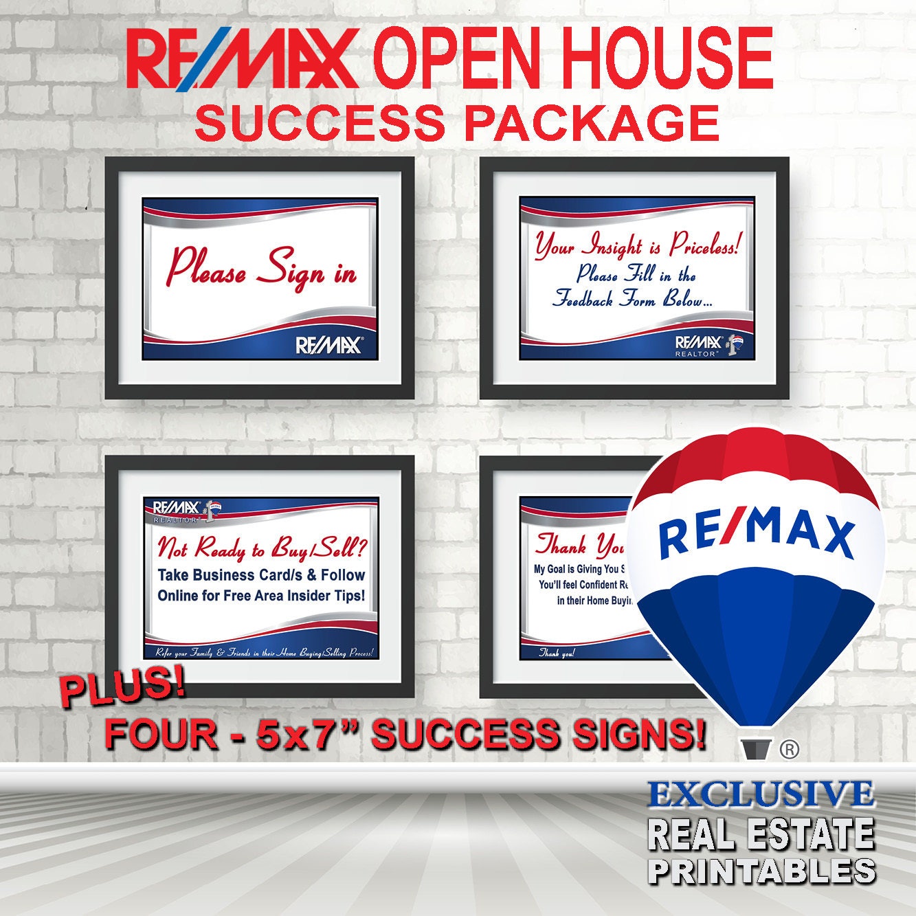 REMAX Real Estate Printable 6 Open House Signs Real Estate Marketing RE