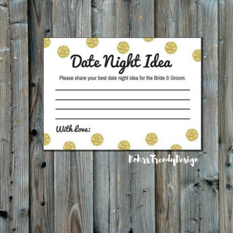 Gold Date Night Ideas Cards Date Night Card Bridal Shower Etsy