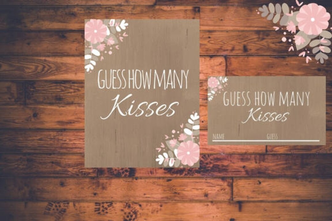 Instant Download- How Many Kisses Printable Game- Bridal Shower Game ...