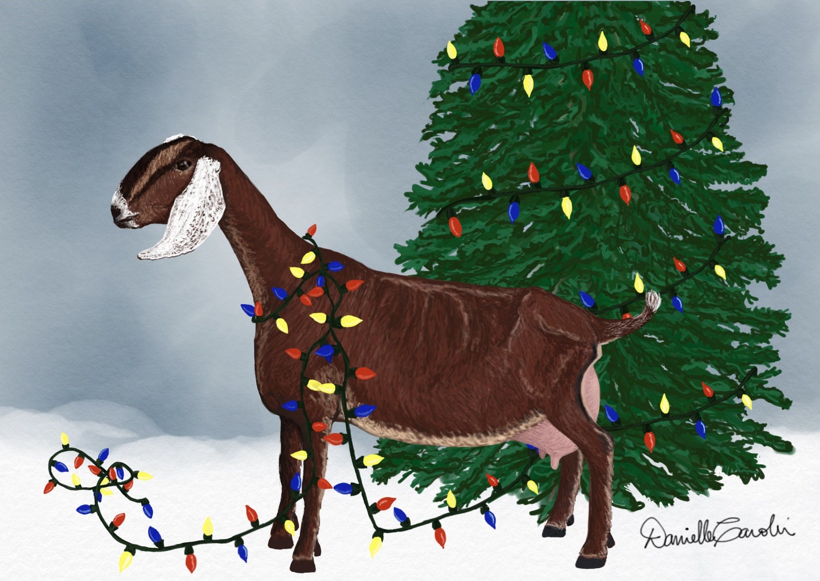 Goat Christmas Card Etsy