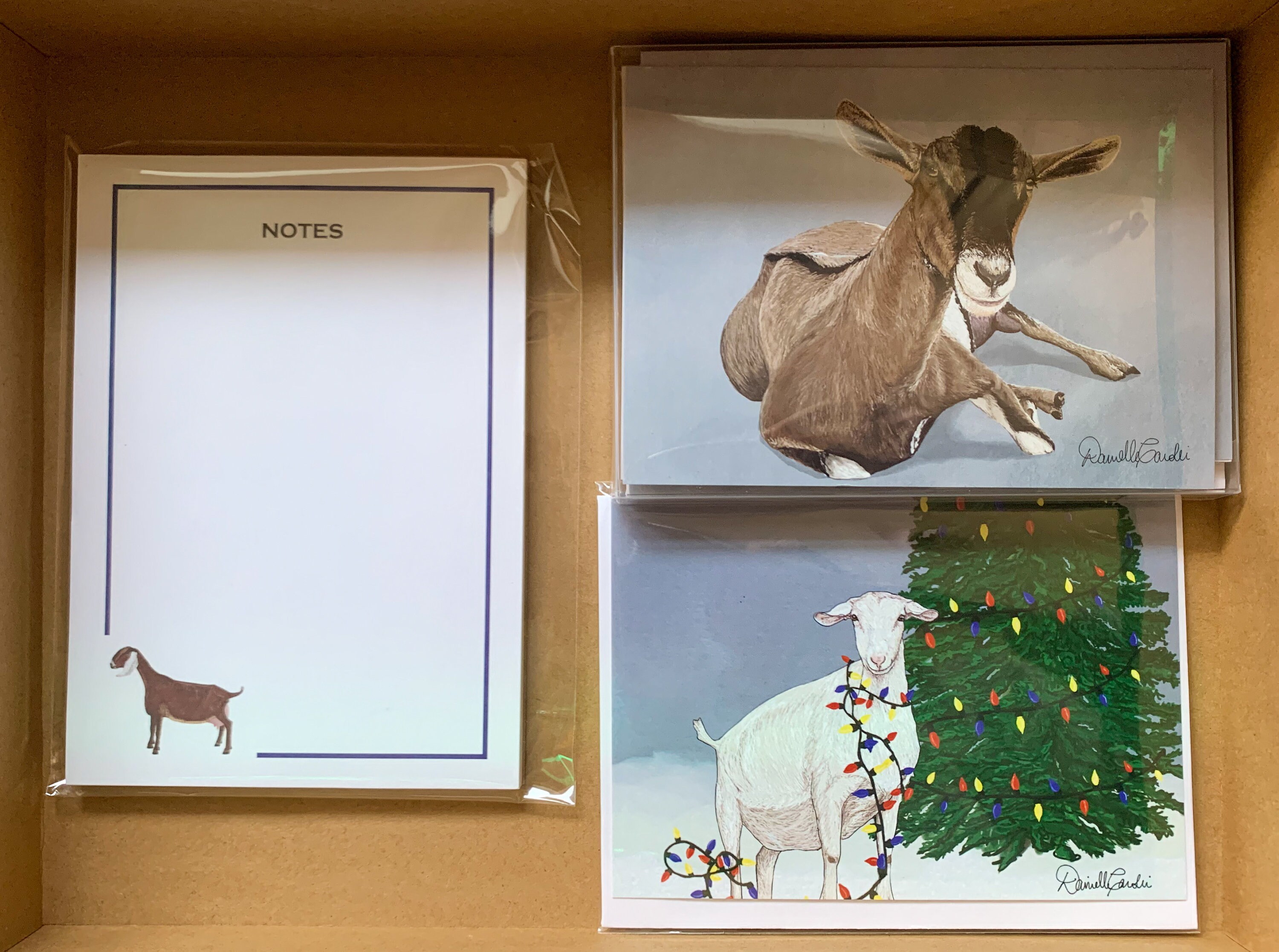 Goat Gift Holiday Set With Goat Christmas Card, Goat Notepad and Goat ...
