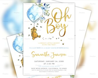etsy winnie the pooh baby shower invitations