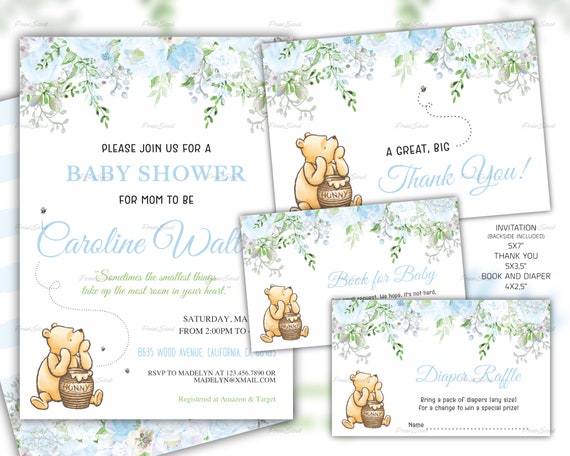 etsy winnie the pooh baby shower invitations