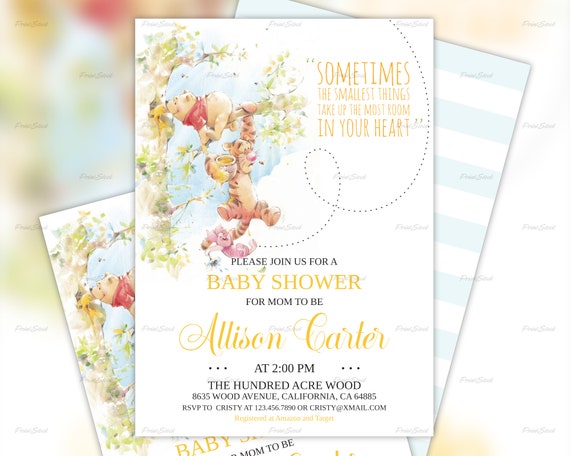 etsy winnie the pooh baby shower invitations