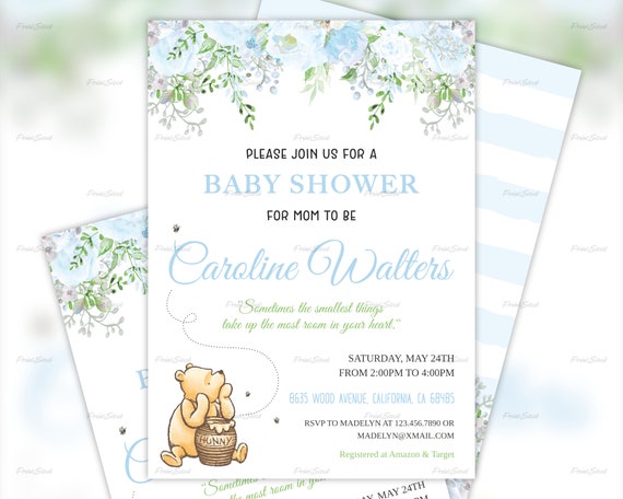 etsy winnie the pooh baby shower invitations