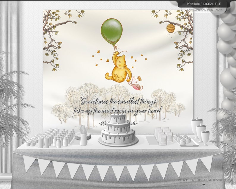 Winnie The Pooh Baby Shower Backdrop Boy or Girl Winnie The Etsy