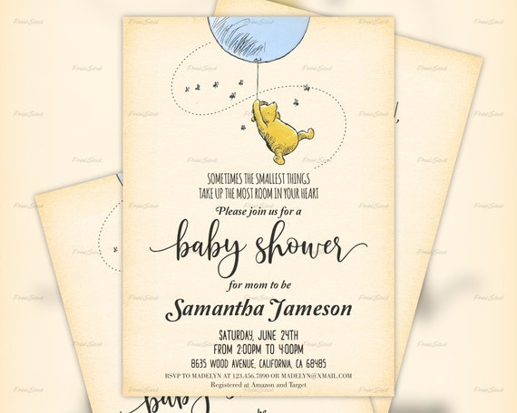 classic winnie the pooh baby shower invitations