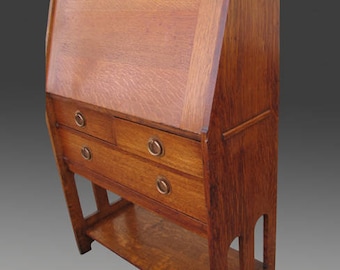 Antique "Stickley Brothers" Drop Front Desk With Cut-Out w2634 This desk was sold in the shop and no longer for sale.