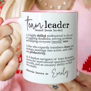 Personalised Team Leader Coffee Mug, Workplace Colleague Gift, Thank You Gift for Manager Co-Worker
