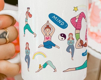 Yoga Poses Ceramic Mug, Yogi Gift