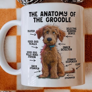 Mug Groodle Anatomy, Mug doré Doodle pour maman, cadeau pour papa chien, cadeau pour propriétaire de chien pour un amoureux des chiens.
