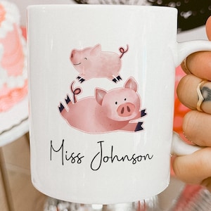 Personalised Piglet Ceramic Mug, Pig Lover Gift