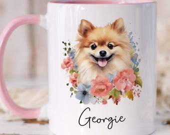 Personalisierte Spitz-Tasse, Aquarell Spitz-Geschenk, Pom-Besitzer, Spitz-Mama, Hunde-Liebhaber-Geschenk, Hundebesitzer-Geschenk, Hundemama-Muttertag