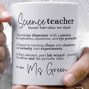 Personalised Science Teacher Mug, Thank You Gift for Lecturer, End of Term Teaching Gift, Workplace Hero Gift, Appreciation Mug.