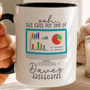 Personalised Power BI Mug, Dashboard Guru Data Engineer Gift, Sales Marketing Representative Coffee Mug.