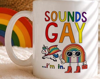 Caneca "Parece Gay... Estou Dentro", Caneca do Mês do Orgulho, Presente para Namorada LGBTQ+, Decoração Queer, Presentes para Quem Sai do Armário, Caneca Lésbica, Presentes Divertidos para Homens Gays