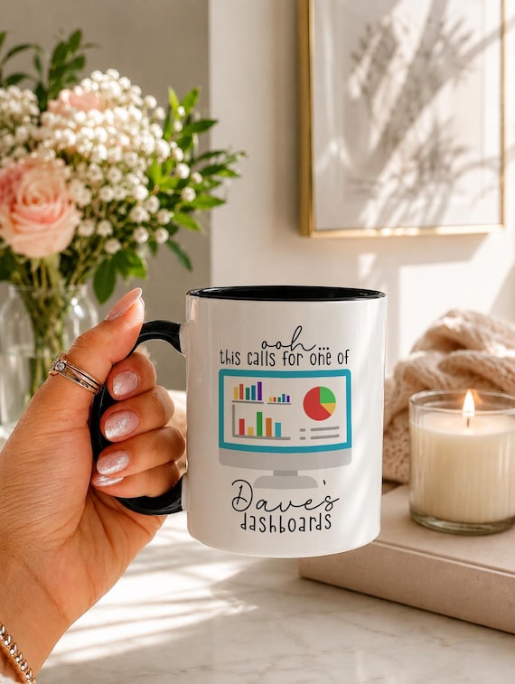 Personalised Power BI Mug, Dashboard Guru Data Engineer Gift, Sales Marketing Representative Coffee Mug.