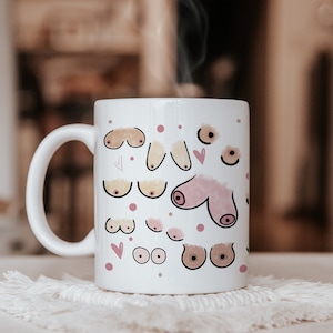 Colourful Boob Mug, Boobie Gifts, Tittie Mug, Breastfeeding Mug, Body Positivity Gift, Feminist Mug Women Birthday Gift, Body Confidence