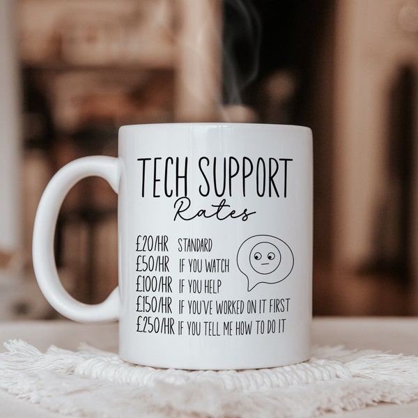 Tech Support Rates, Gift for Tech Guy, IT Tech Gifts, Tech Support Gift, Funny Computing Gift, It Department Gift, Computer Repair Geeky Mug