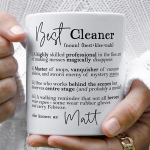 Personalised Best Cleaner Mug, Thank You Cleaner Gift, Appreciation Mug.