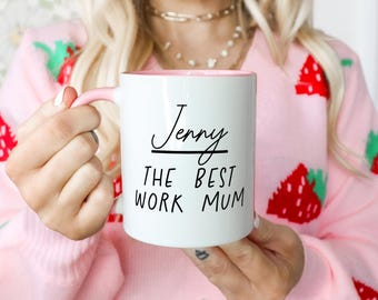 Personalised The Work Mum Ceramic Mug, Custom Name Gift
