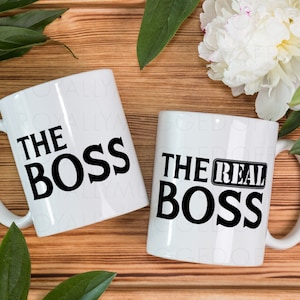 The Boss and the Real Boss Mug Set, the Boss Mug, Funny Couple Mugs, Marriage Gift, Funny Wedding Mugs, His and Hers Mugs for Couple
