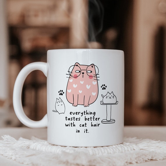 Avec Des Poils De Chat, Un Cadeau Pour Un Amoureux Des Chats, Une Tasse Pour Une Maman Chat, Un Cadeau D'anniversaire Pour Un Propriétaire De Chat - France