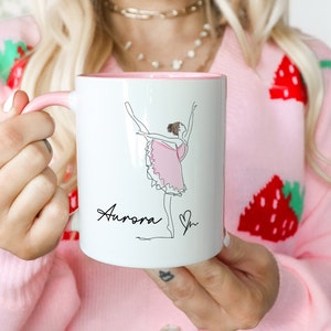 Ballerinamok, gepersonaliseerde mok ballerinaprint, cadeau balletleraar, balletmok gepersonaliseerd, balletcadeau