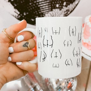 Bottom Mug,  Bum Mug, Body Positivity Gift for Her, Funny Butt Art, Butt Mug, Cheeky Birthday Gift Mug for Men Rude Birthday Gift