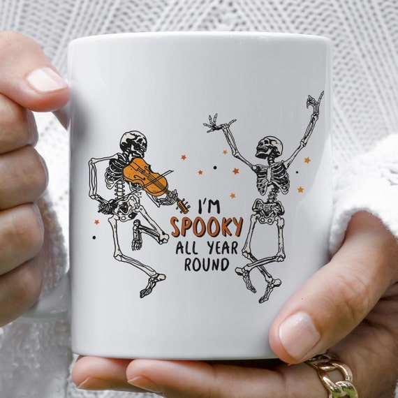 Dancing Skeleton Spooky Mug, Halloween Gift