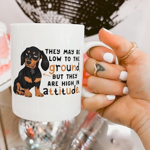 Dachshund Mug, Sausage Dog Gifts, Personalised Dog Gifts, Dog Lover Gifts, High on Attitude.