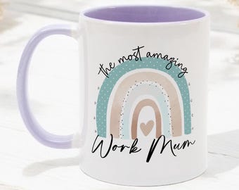 Work Mum Mug, Rainbow Design, Coworker Gift