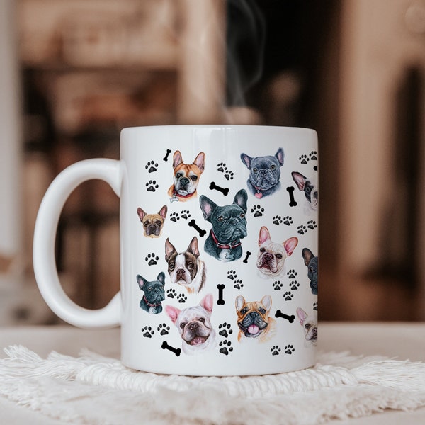 Regali Bulldog francese, Tazza Frenchie, per tazza Bulldog francese, Tazza cane Frenchie, Cane Frenchie nero, Carta Bulldog francese, Regalo di compleanno