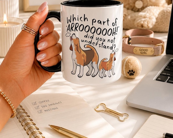 Beagle Howling Mug Gifts, Dog Mum Gift Mug, Beagle Owner, Funny Dog Lover Present, Beagle Lover.