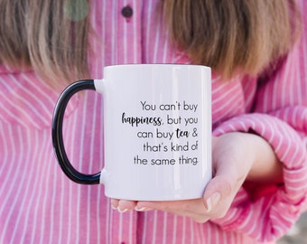 Tea Lover Mug, Funny Gift for Tea Addict, Happiness is a Cuppa!
