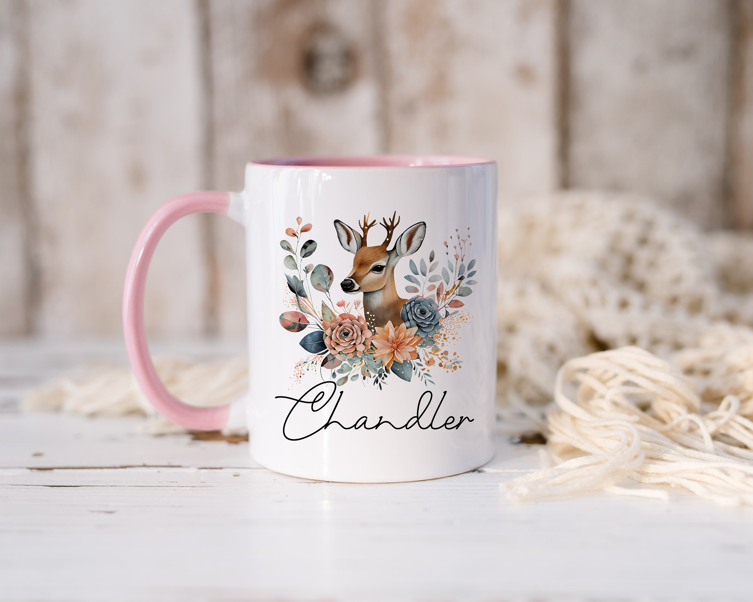 Personalized Adorable Deer Couple White Mug, Gift For