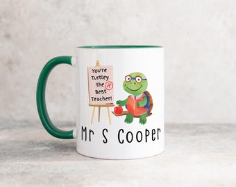 Personalised Best Teacher Mug, Primary Teacher Gift, Thank You Teacher, Turtle Pun Gift for Classroom, End of Term Gift.