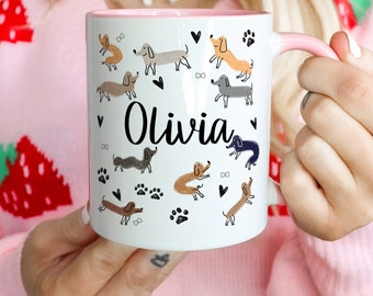 Mug personnalisé Teckel, Cadeaux pour amoureux des chiens, Cadeaux personnalisés pour les passionnés de chiens, Mug personnalisé pour elle