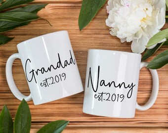 Gepersonaliseerde mokkenset opa en opa, cadeau aangepaste datum
