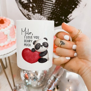 Caneca personalizada "Eu te amo muito, urso", caneca de dia dos namorados com panda, caneca de panda, presente para amantes de pandas, presente fofo de aniversário para namorado.