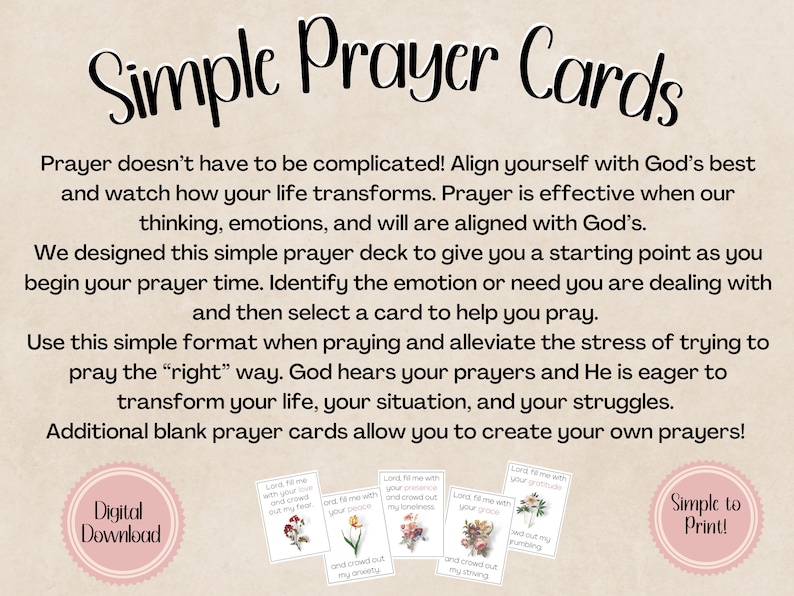Simple Prayer Cards Printable Cards Prayer Cards Bible Cards Card Sets ...